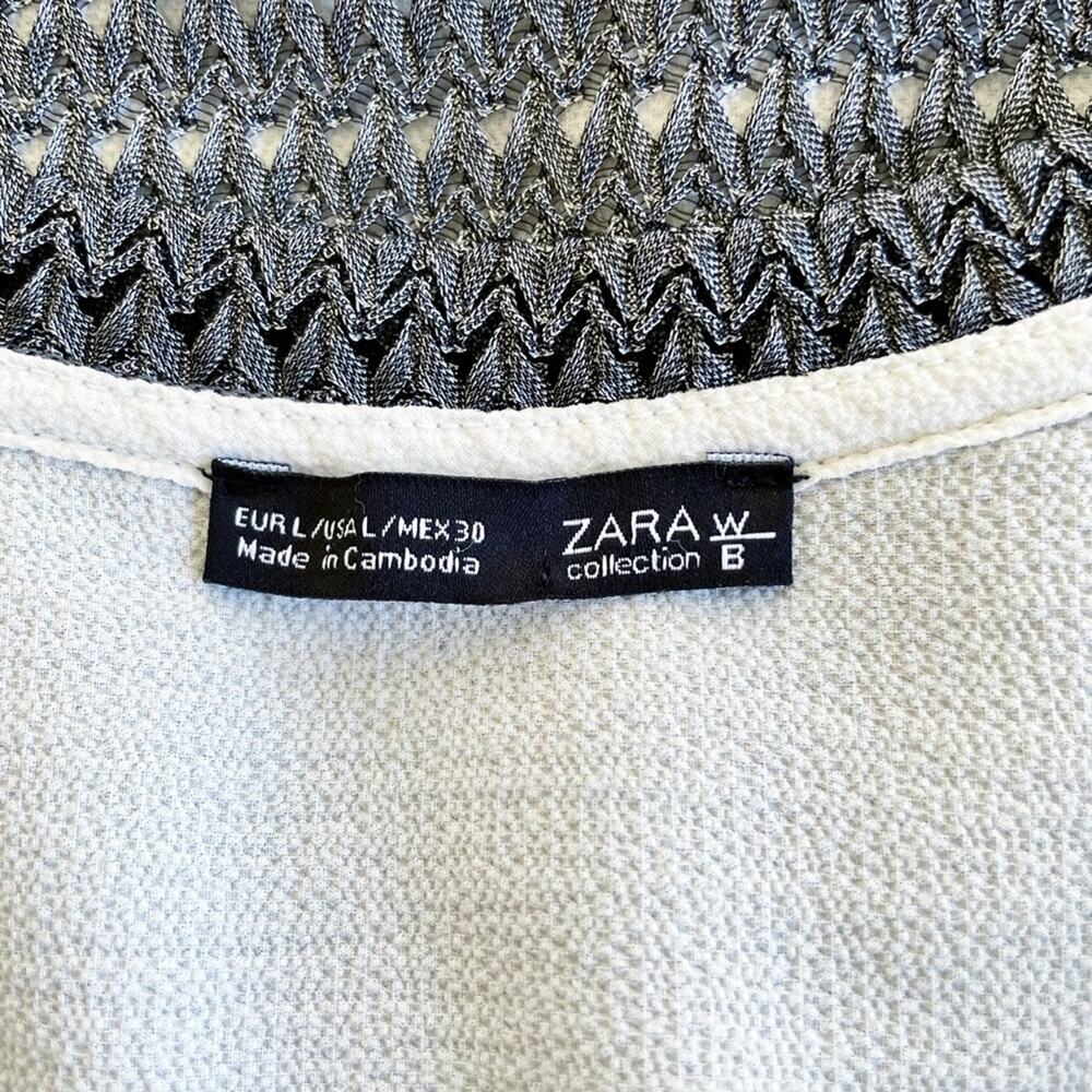 Zara Gray & White Sleeveless Tank Top Size Large EUC - Picture 11 of 12